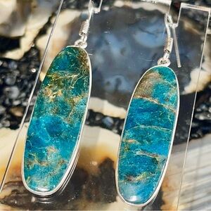 Blue Apatite Crystal Earrings 2 1/2”